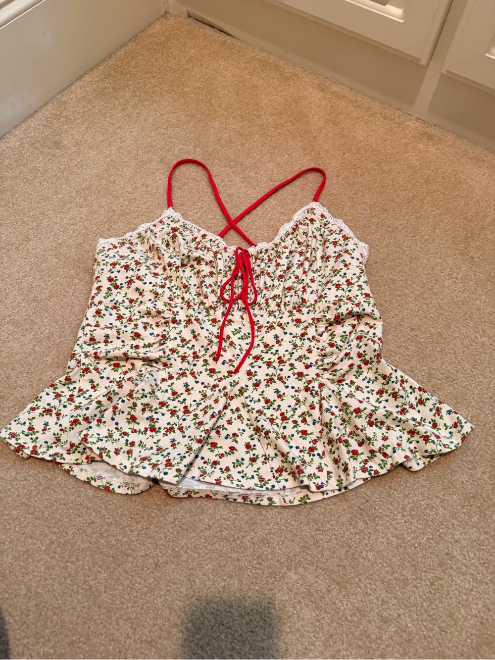 Free People Cream Floral Cami top